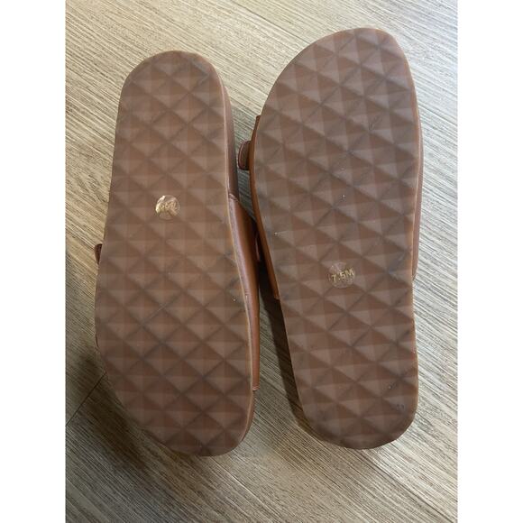 Aerosoles Size 7.5 Buckle Slide Sandals Brown Dual Band - Picture 4 of 5